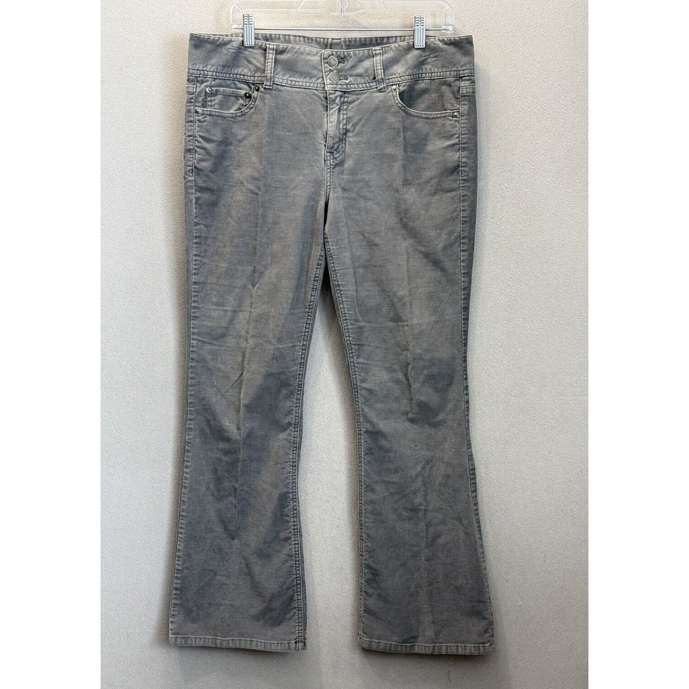 London Jeans Cordoroy Pants Women's Sz 12 Short Gray Bootcut Midrise 5-Pockets